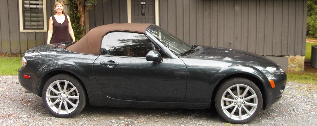 Ann Looking Good With Her Miata On Arrival